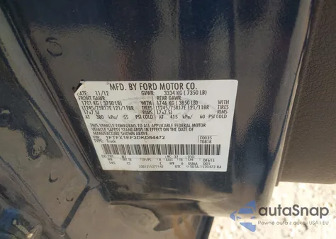 2013 Ford F-150 Xl из США, поврежденный, VIN 1FTFX1EF3DKD84472